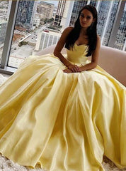 Simple Sweetheart Yellow Prom Dresses, A-Line Long Formal Dress