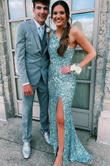 Glitter One-Shoulder Sequins Mermaid Prom Dresses, Sparkly Evening Gown