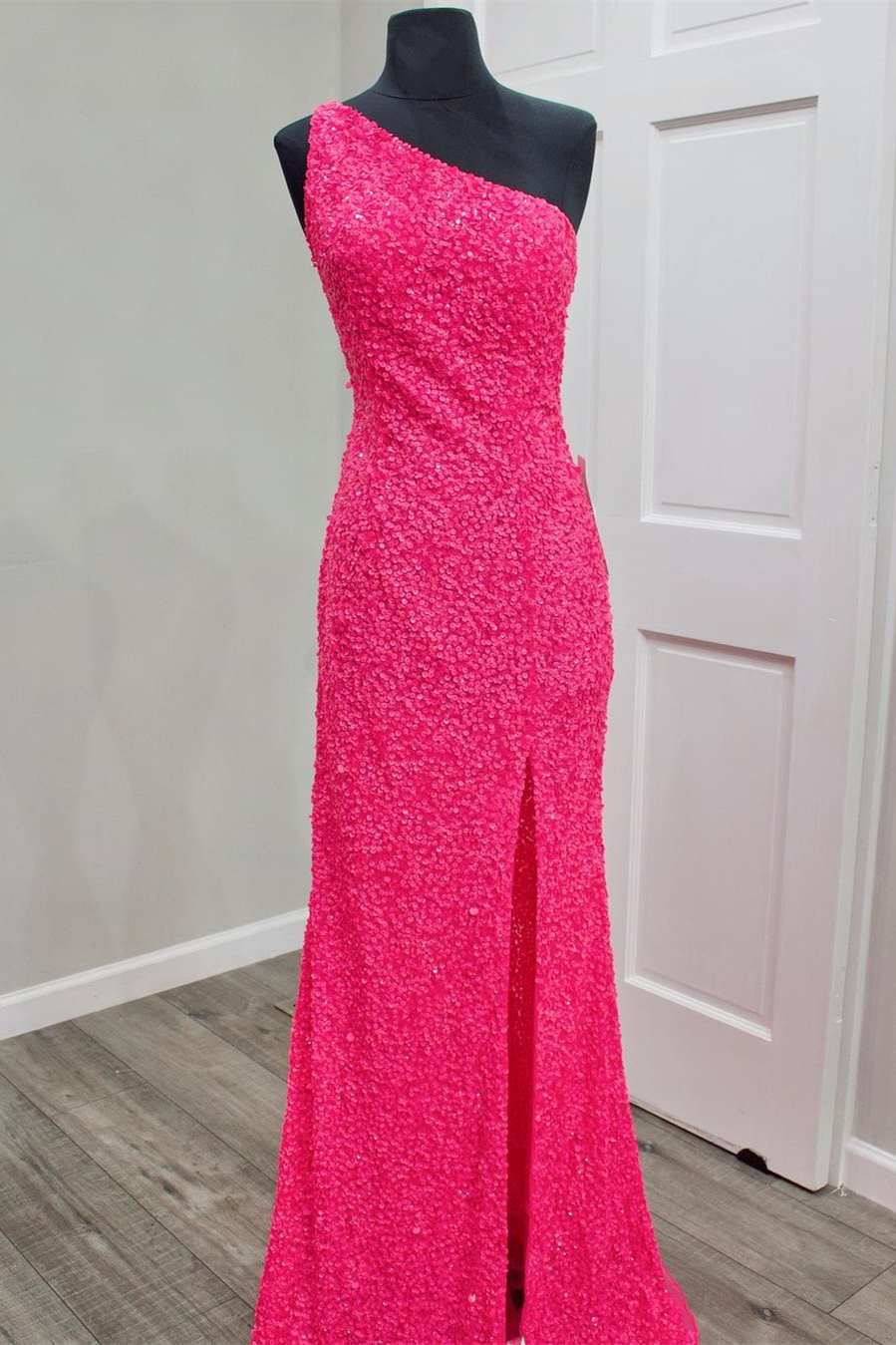 Glitter One-Shoulder Sequins Mermaid Prom Dresses, Sparkly Evening Gown