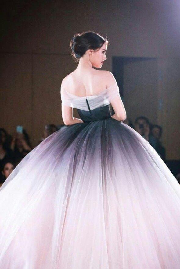Princess Ombre Prom Dresses, Off-Shoulder Ball Gown Long Formal Dress