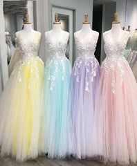 Princess Tulle Sweet 16 Dresses, Plus Size Prom Dresses with 3D Floral Appliques