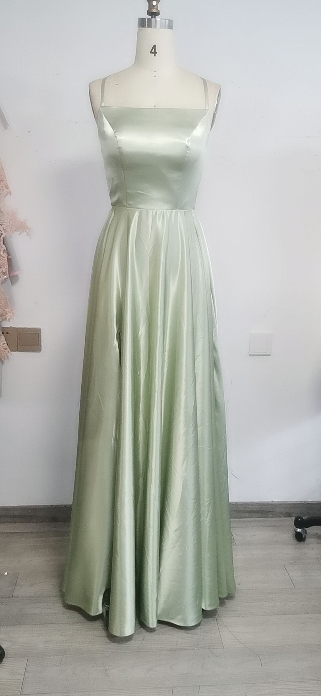 Simple A-Line Long Prom Dresses with Slit, Backless Evening Dress
