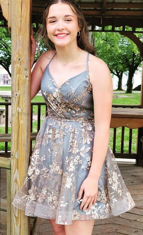 Sparkly A-Line Lace Homecoming Dresses, Short Prom Graduation Dress