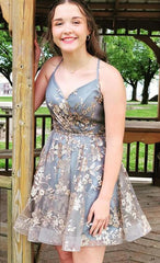 Sparkly A-Line Lace Homecoming Dresses, Short Prom Graduation Dress