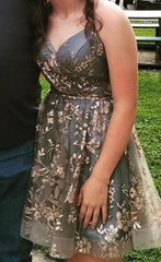 Sparkly A-Line Lace Homecoming Dresses, Short Prom Graduation Dress