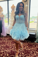 Sparkly A-Line Corset Bodice Tulle Short Homecoming Dresses, Pink Sweet 16 Dress