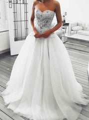 A-Line Sweetheart Wedding Dress with Appliques and Beading