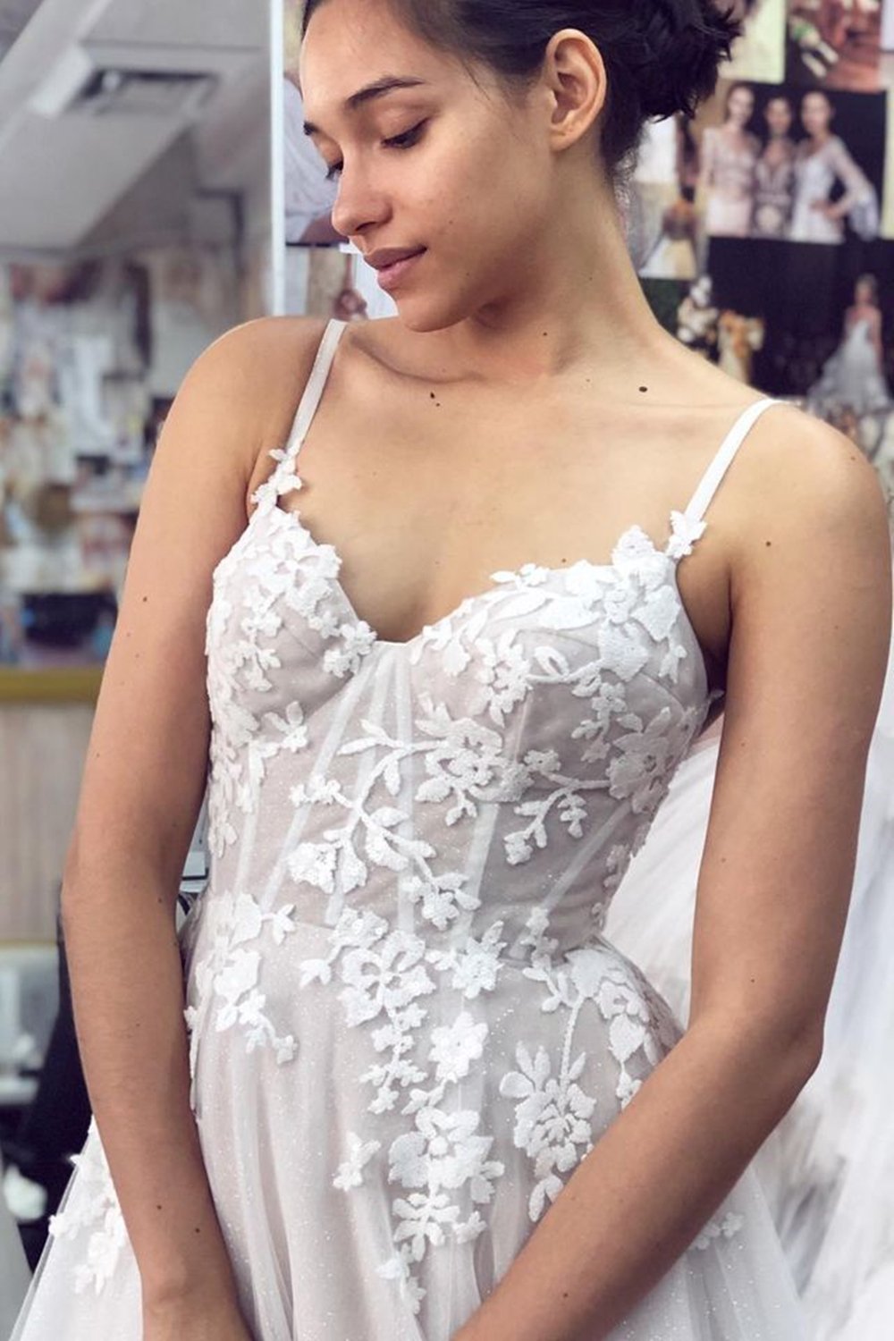 Backless White Lace Long Boho Wedding Dress