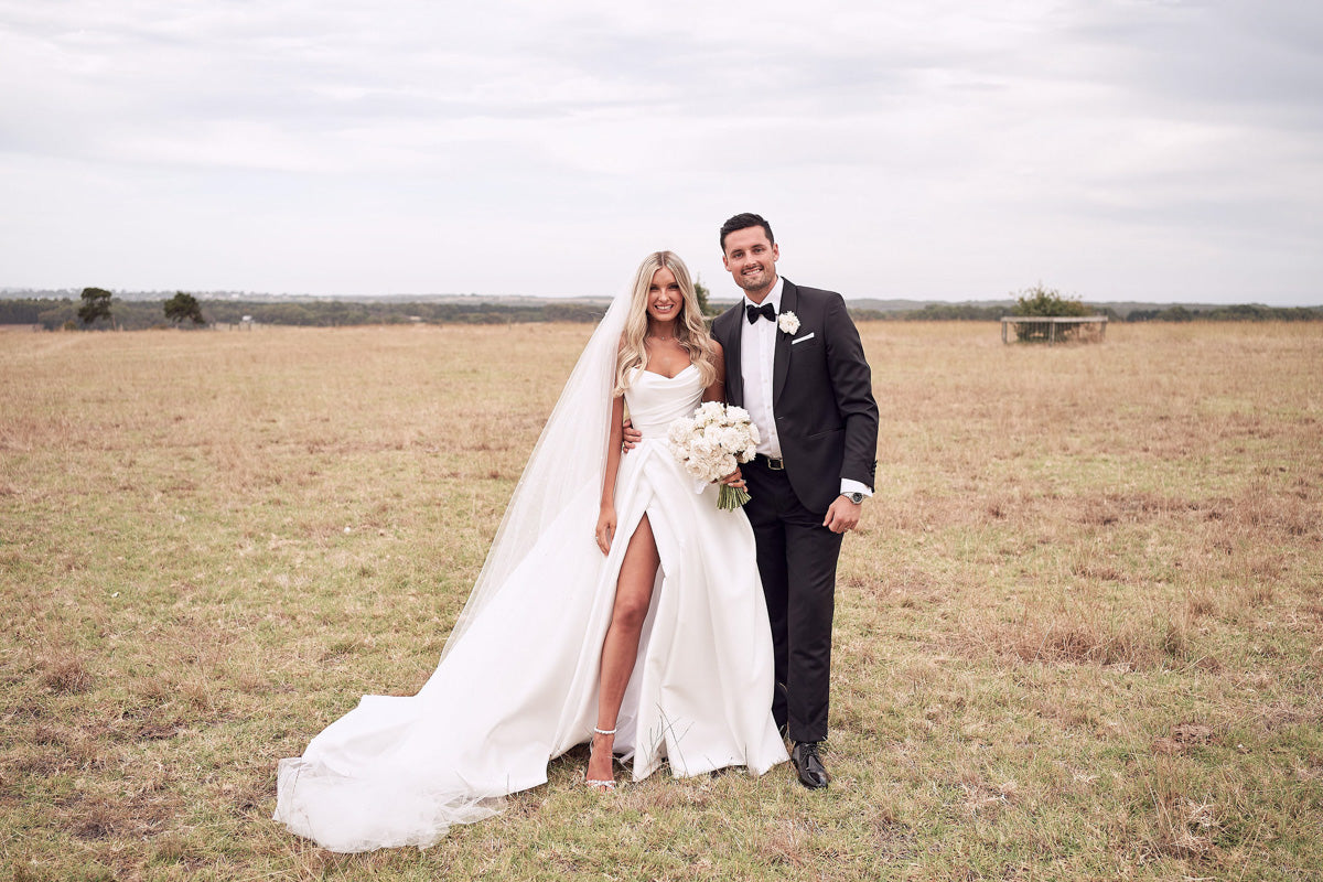 A-Line Satin Elegant Wedding Dress with Slit, Simple Sweetheart Bridal Gown