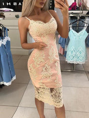 Spaghetti Straps Lace Overlay Bodycon Dress Tight Homecoming Dresses