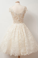 A-Line Scoop Lace Cap Sleeve Sweet 16 Homecoming Dress