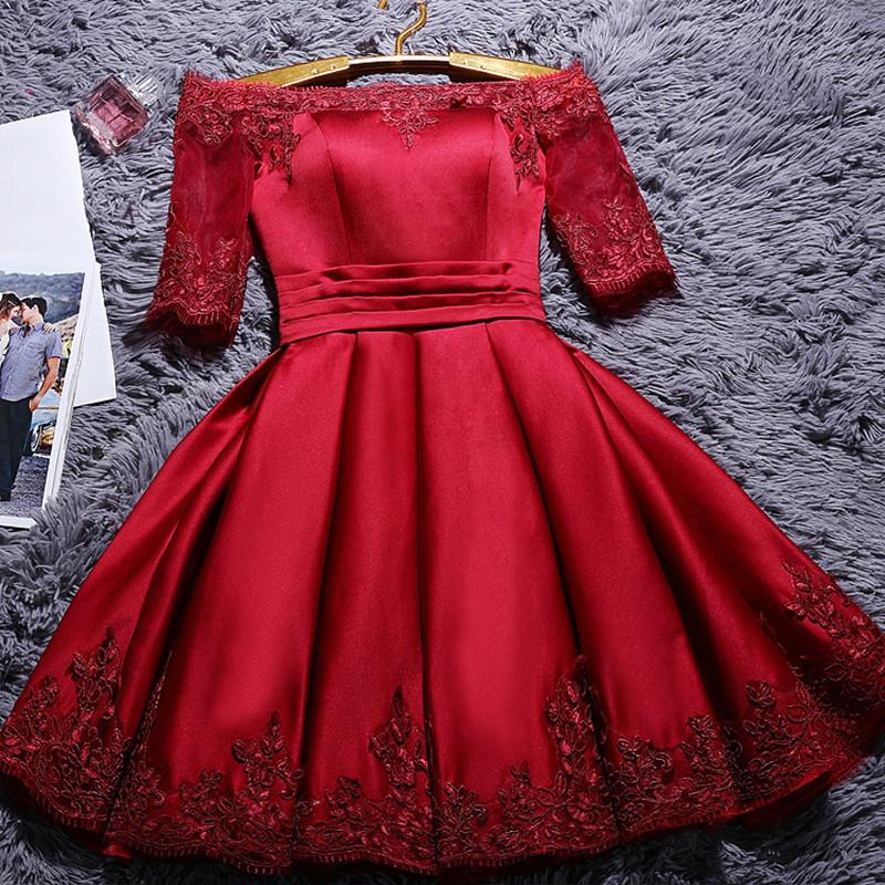Off-Shoulder Short Prom Dresses, Homecoming Dress with Sleeves