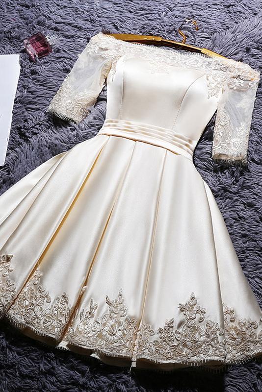 Off-Shoulder Short Prom Dresses, Homecoming Dress with Sleeves