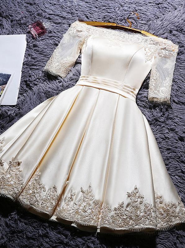 Off-Shoulder Short Prom Dresses, Homecoming Dress with Sleeves