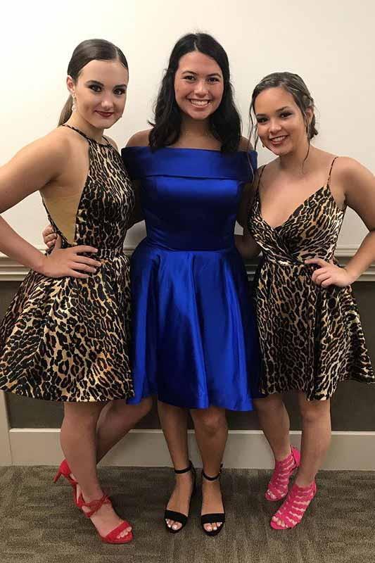 A-Line Wild Leopard Print Short Prom Homecoming Dress