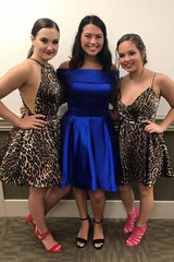 A-Line Wild Leopard Print Short Prom Homecoming Dress