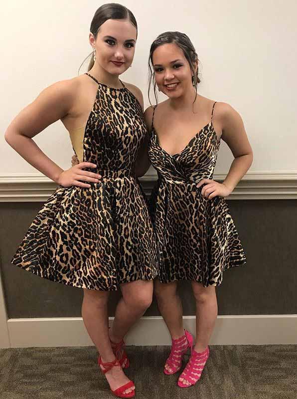 A-Line Wild Leopard Print Short Prom Homecoming Dress