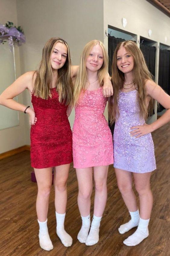 Cute Lace Bodycon Short Homecoming Party Dress